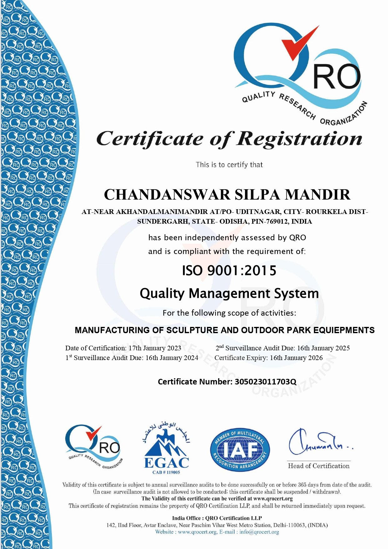CSM ISO CERTIFICATE